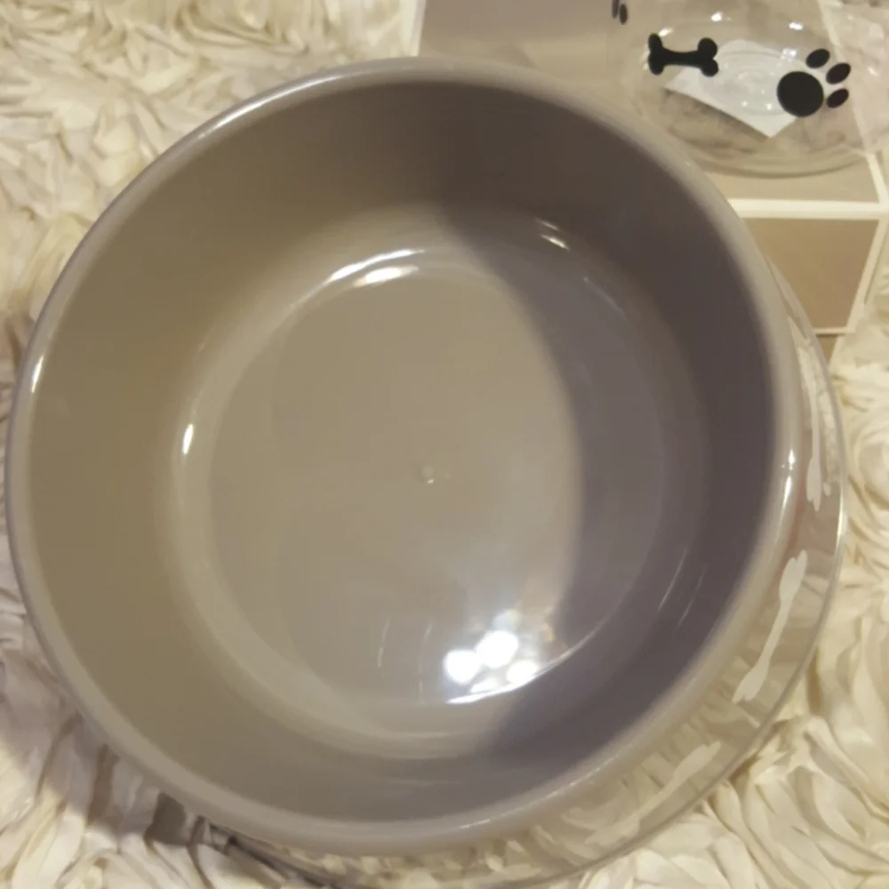 Pet Dog/Cat Bowl and Treat Jar Set New